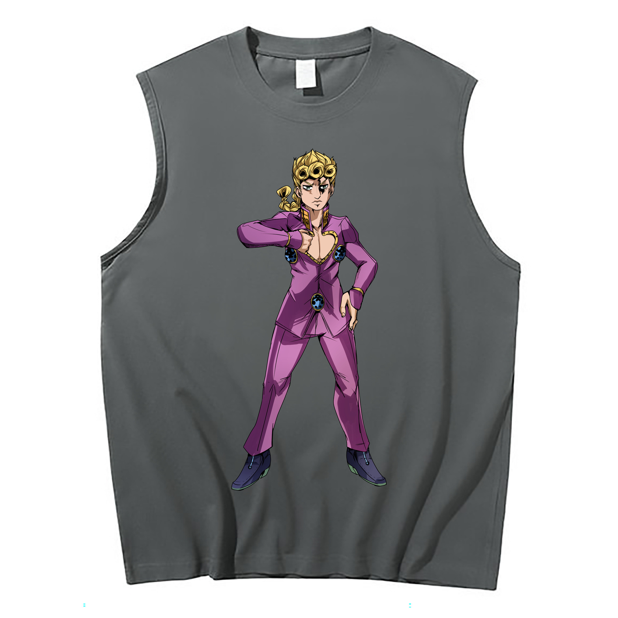 （画像用） ジョジョの奇妙な冒険 ジョルノ?ジョバァーナ JoJo's Bizarre Adventure Giorno Giovanna コットン100％タンクトップ（フロントプリント）